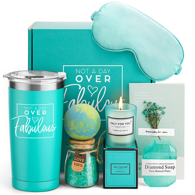 Teal Self Care Gift Set for Women – “Not A Day Over Fabulous” Spa Gift Box