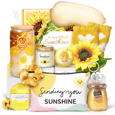 Sunflower Self Care Gift Basket for Women – “Sending You Sunshine” Spa Gift Set