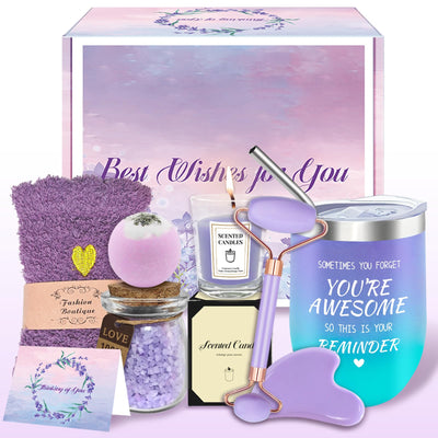 Self Care Gift Set for Women – Relaxing Spa Box with Gua Sha & Tumbler