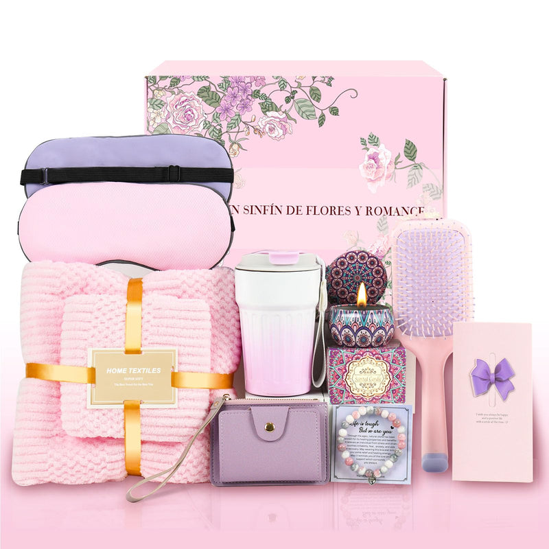 Luxury Self Care Gift Basket for Women – 10pc Relaxation Gift Set with Tumbler, Towels & Spa Essentials