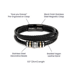 Love You Forever Leather Bracelet – Meaningful Gift for Him