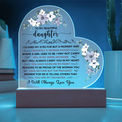To My Beautiful Daughter – Acrylic Heart Plaque | A Gift She’ll Treasure Forever