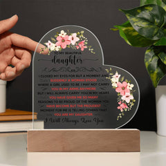To My Beautiful Daughter – Acrylic Heart Plaque | A Gift She’ll Treasure Forever