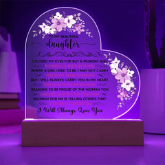 To My Beautiful Daughter – Acrylic Heart Plaque | A Gift She’ll Treasure Forever