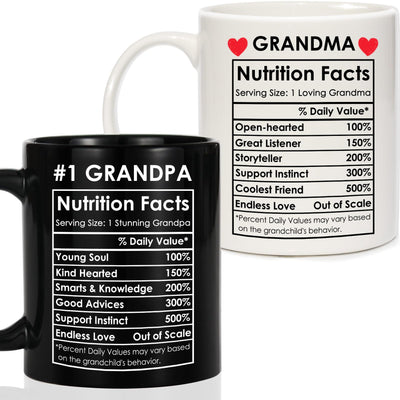 Grandma & Grandpa Nutrition Facts Mug Set – Funny & Meaningful Gift for Grandparents